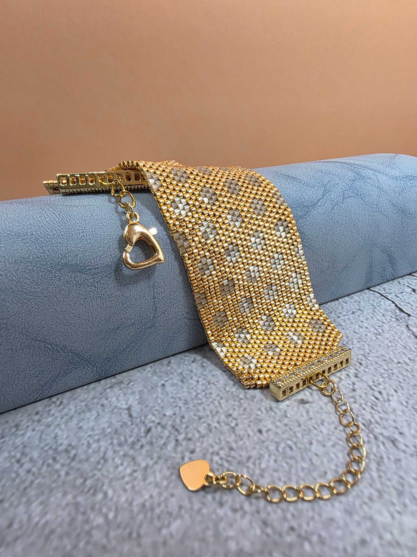 Golden Honeycomb Beaded Bracelet