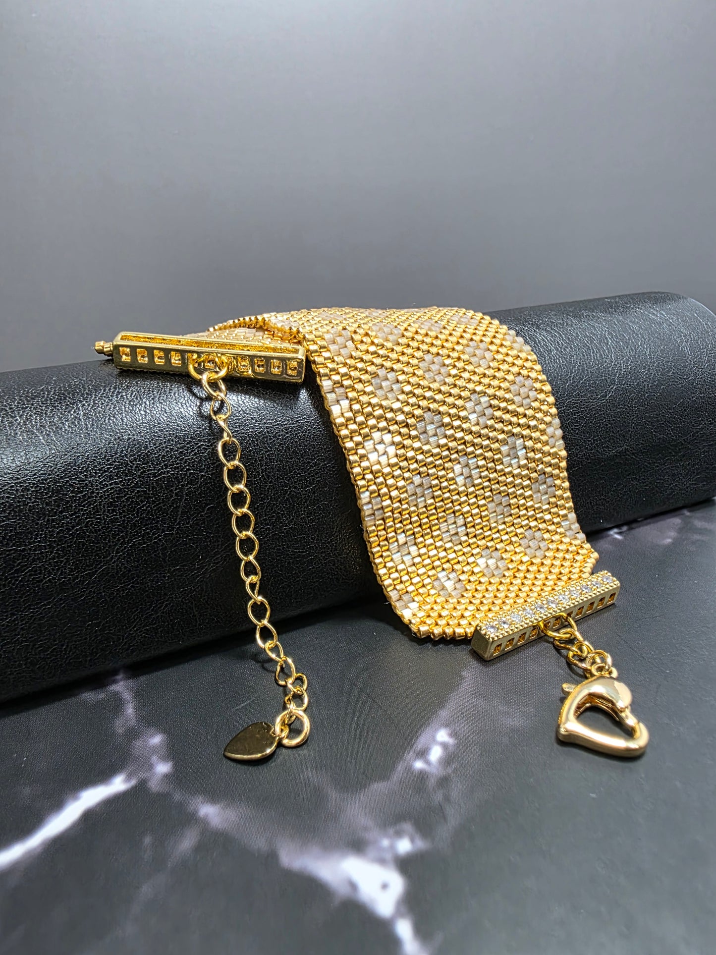 Golden Honeycomb Beaded Bracelet