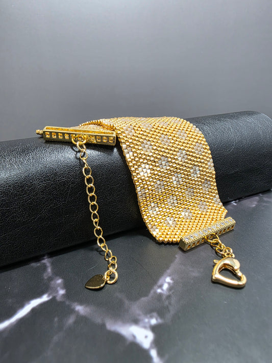 Golden Honeycomb Beaded Bracelet
